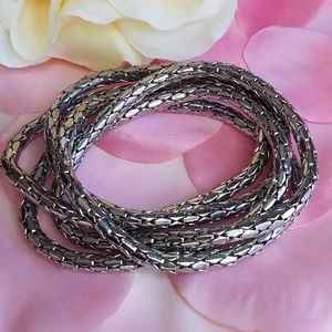 Multi-Strand Silver Toned Cardano Boston Link Bracelet